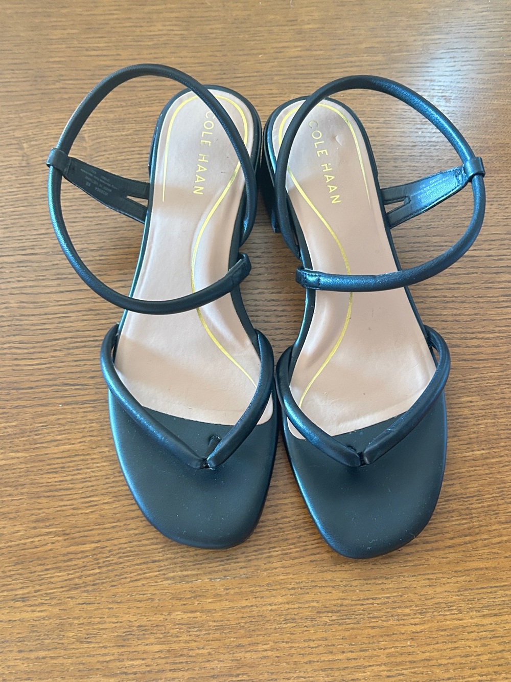 Cole Haan Black Strappy Toe-Thong Sandals